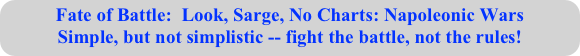 Fate of Battle:  Look, Sarge, No Charts: Napoleonic Wars
Simple, but not simplistic -- fight the battle, not the rules!